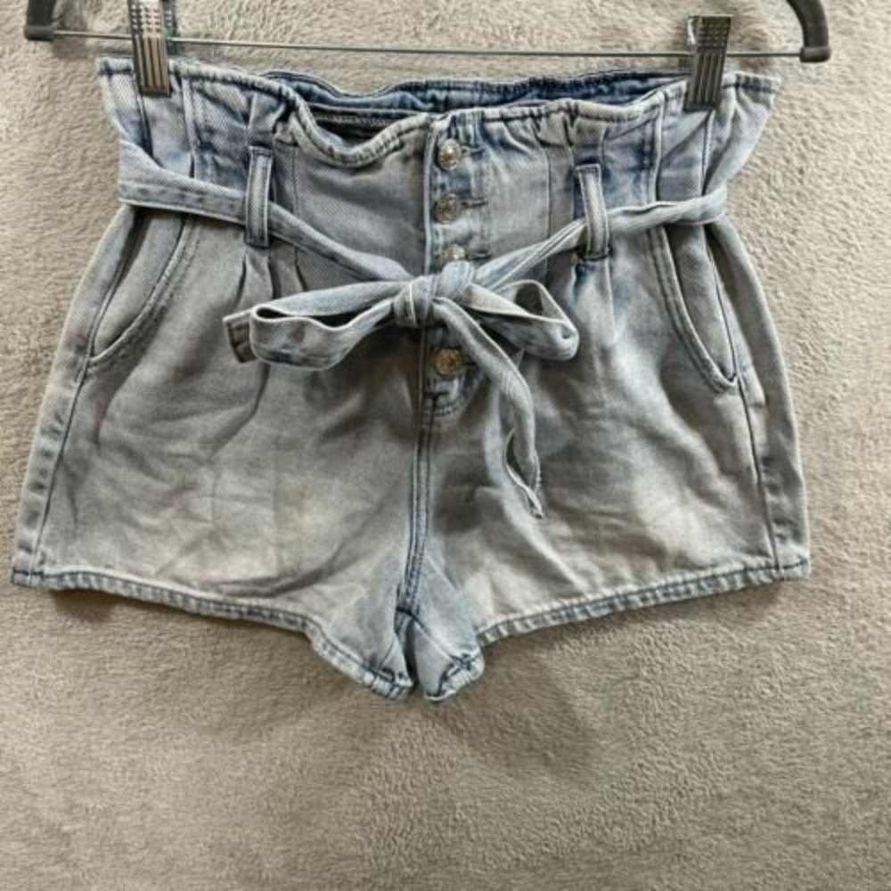 American Eagle Paperbag Mom Shorts Womens Size 4 High Rise Tie Waist Button Fly